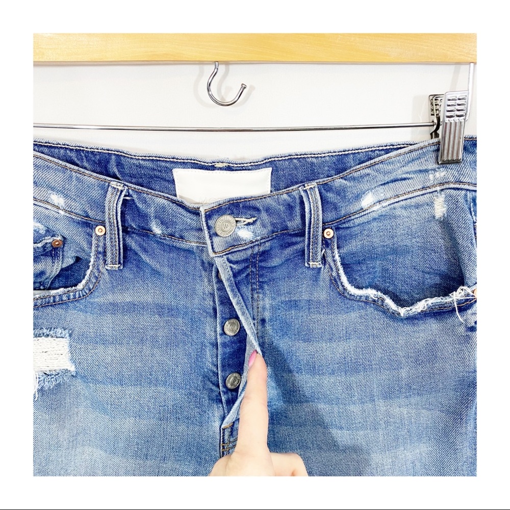 MOTHER Superior The Tomcat Distressed Straight High Rise Denim Jeans Confession - Picture 9 of 14